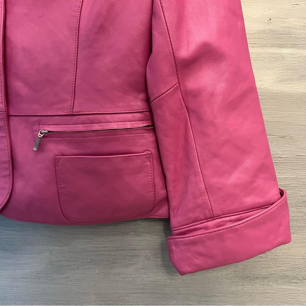 I.e.‎ Pink Blazer Style Soft Leather Jacket Medium Good Condition - Picture 4 of 10